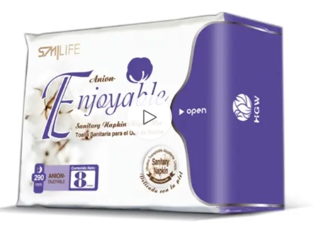 Toallas Sanitaria Noche con Turmalina y Aniones – Enjoyable de HGW